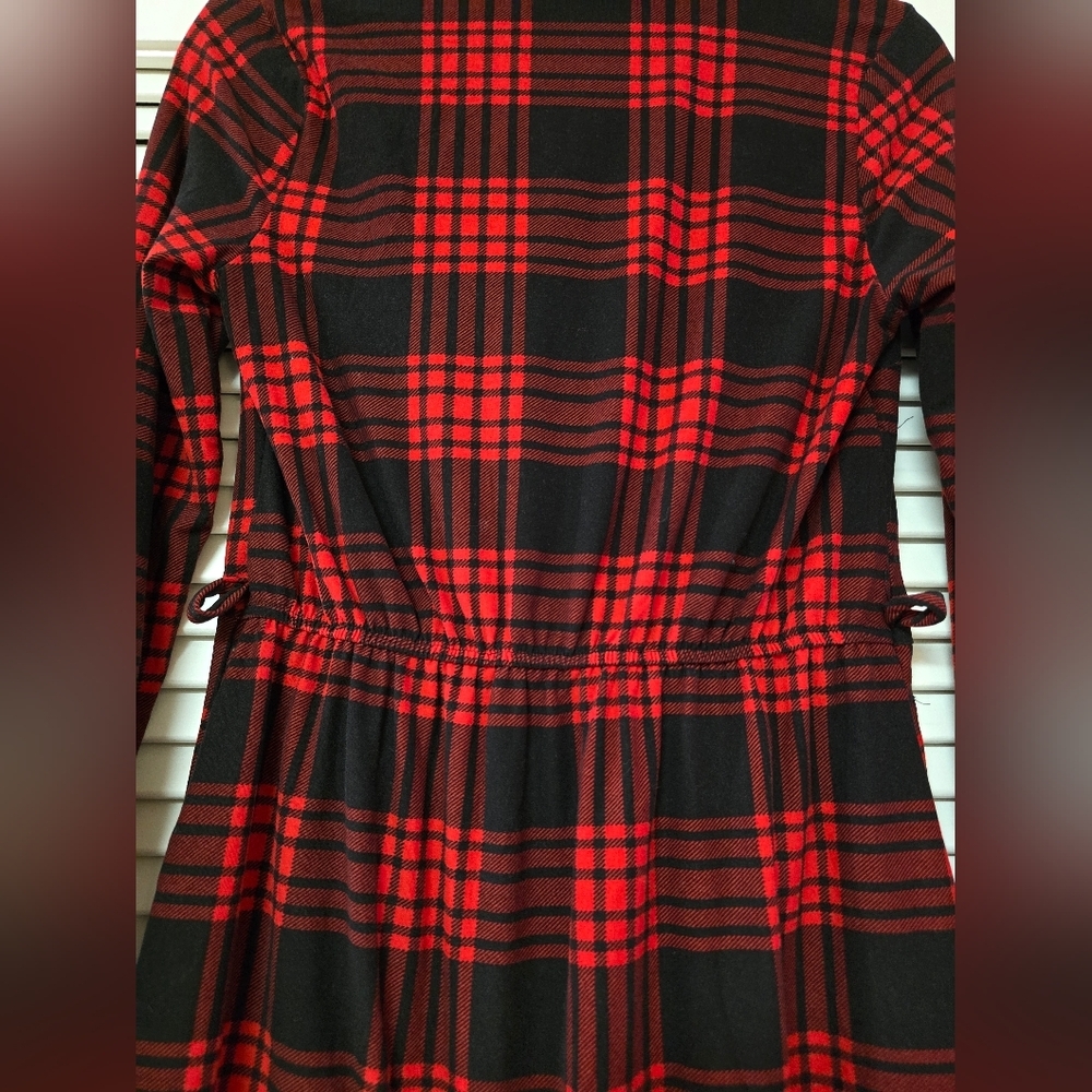 Derek Heart - Red & Black Plaid Soft Lightweight Long-Sleeve Dress - Picture 4 of 4